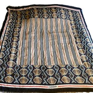 Burberry Snake Print & Icon Stripe Scarf
